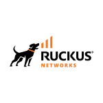 Ruckus Networks logo featuring a black dog silhouette and orange bar graph with the word 'RUCKUS' in bold black letters and 'NETWORKS' in orange below it